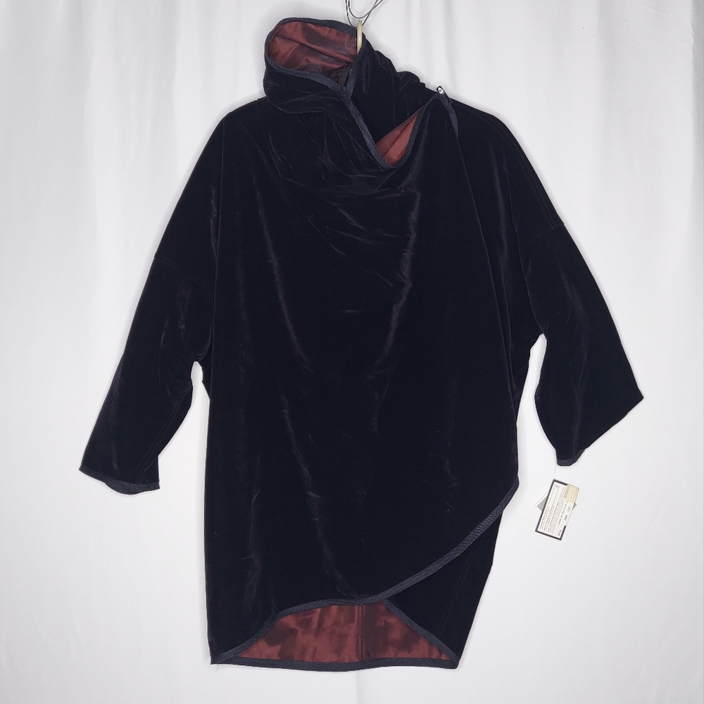 Mycra Pac‎ Designer Wear Raincoat OS Reversible Velvet Hood Poncho Artsy 90's